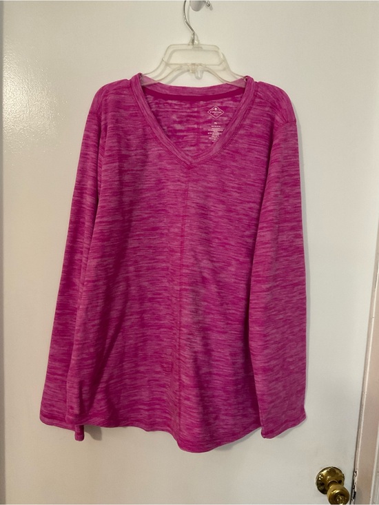 St. John's Bay Tops - St. John's Bay Pink Heather V-Neck Long Sleeve Top